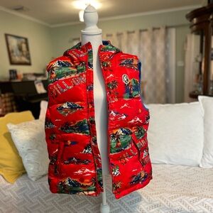 NWT Billionaire Boys Club “Tropical Island” Red Puffer Vest